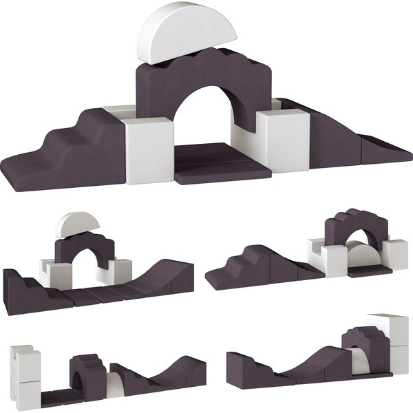 AIYAPLAY 7 Piece Kids Soft Play Set with Detachable Cover, Baby Indoor Climb and Crawl Foam Toys for Toddlers, Brown | Aosom Ireland