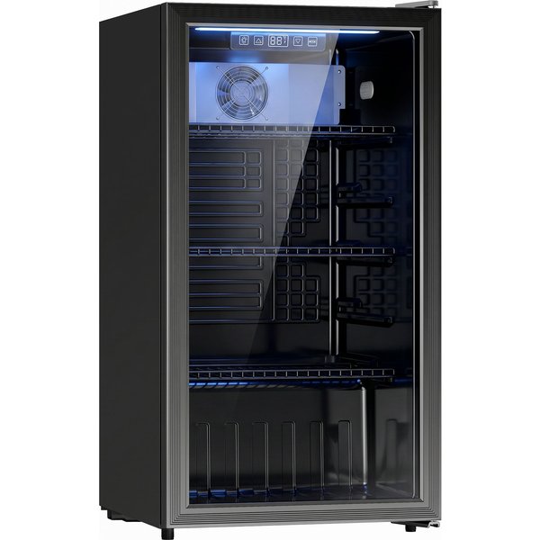 HOMCOM 90L Drinks Fridge, 139 Can Under Counter Freestanding Beer Fridge with LED Light
