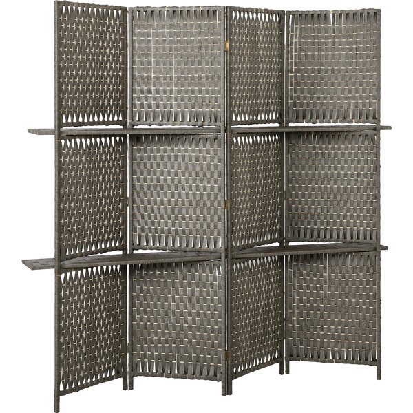 HOMCOM Wave Fibre Freestanding Folding Privacy Screen Panels, Room Divider, Grey | Aosom Ireland