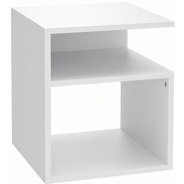 HOMCOM Moderner Beistelltisch, Sofatisch mit 3 offenen Ablagen, leicht zu montieren für Wohnzimmer, Schlafzimmer, Büro, 35x35x41.5 cm, Weiß Aosom