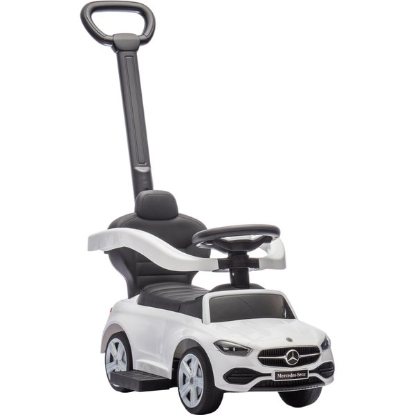 AIYAPLAY 2 in 1 Baby Ride on Push Car Mercedes-Benz C-Class Licensed Walker Foot to Floor Push-Along with Removable Handle, White | Aosom Ireland