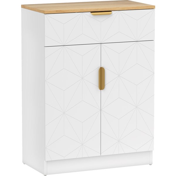 Homcom Buffet Moderne, Meuble De Rangement Avec Tiroir Et éTagèRe RéGlable, Blanc-image
