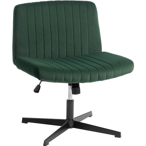 HOMCOM Flannel Criss Cross Legged Desk Chair, Armless Office Chair No Wheels, Green | Aosom Ireland