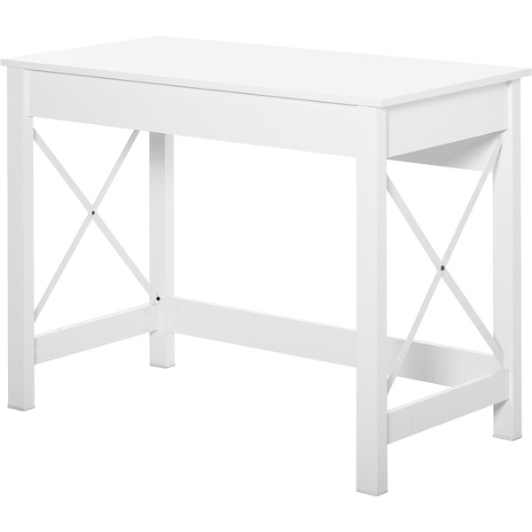 HOMCOM Computertisch, 105 x 50 cm, Arbeitsplatz, moderner Stil, X-verstärkter Rahmen, Schreibtisch für Wohnzimmer, Arbeitszimmer, kleine Räume, weiß Aosom