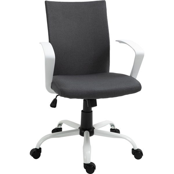 Vinsetto Ergonomischer Bürostuhl mit Wippfunktion, Drehbarer Arbeitsstuhl, Schreibtischsessel höhenverstellbar, 61x61x89-99 cm, Dunkelgrau Aosom