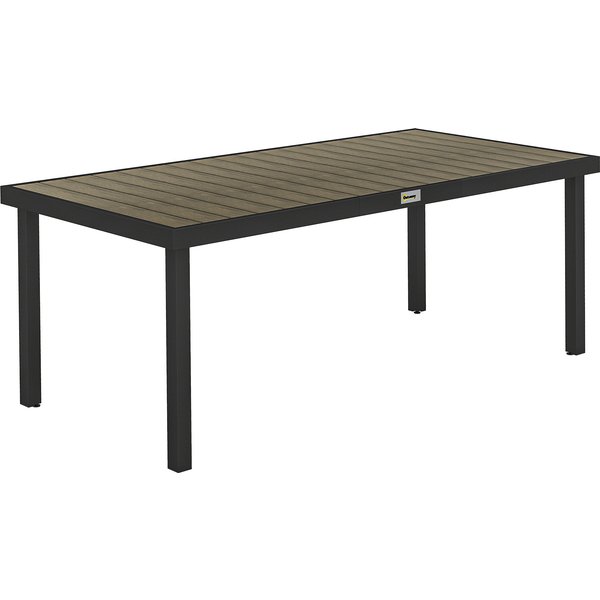 Outsunny Gartentisch Aluminium 190x90 cm Wetterfest Buffettisch mit Holz-Optik, rutschfest Campingtisch für 8 Personen Balkontisch Terrassentisch Outdoor Esstisch für Garten, Terrasse Balkon Naturholz Aosom