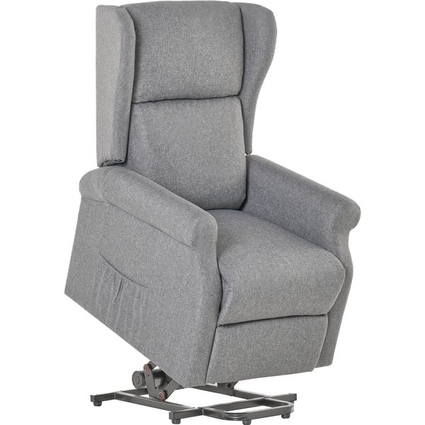 Homcom Fauteuil Relax éLectrique Fauteuil Releveur Inclinable Avec Repose-Pied Ajustable Lin Gris Chiné Dim. 72,5L X 94L X 109H Cm Aosom France-image