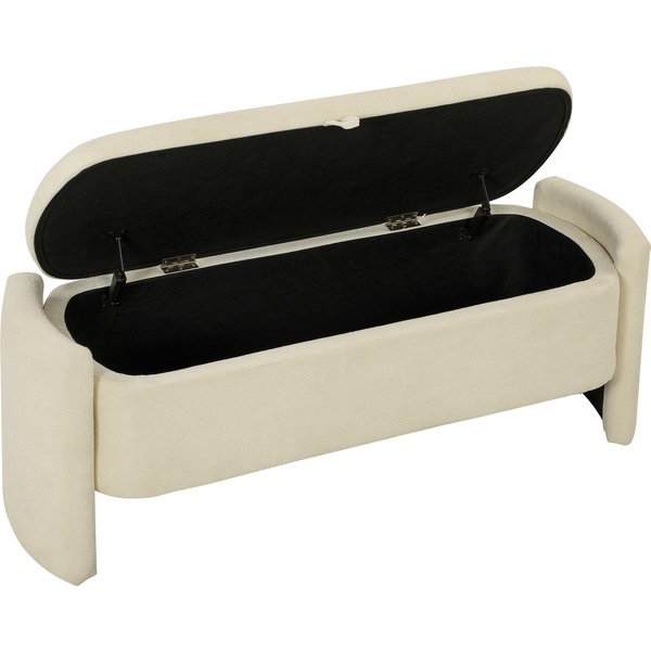 HOMCOM Bettbank Fußende, 118x42x45 cm, Gepolsterte Aufbewahrungsbank aus Bouclé-Stoff, Füße aus Eukalyptusholz, Belastung 220 kg, Aufbewahrungstruhe für Schlafzimmer oder Flur, Creme Aosom