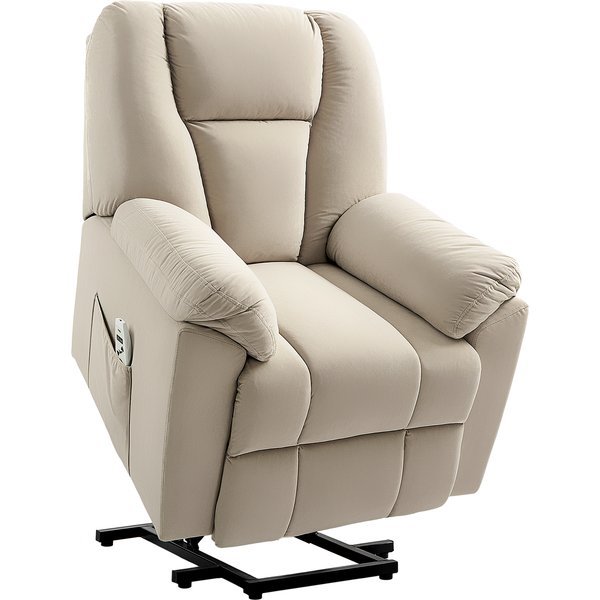 Homcom Fauteuil Releveur éLectrique Avec Fonction Massage Et Chauffage Avec Dossier Inclinable, Ports Usb, TéLéCommande, Beige-image