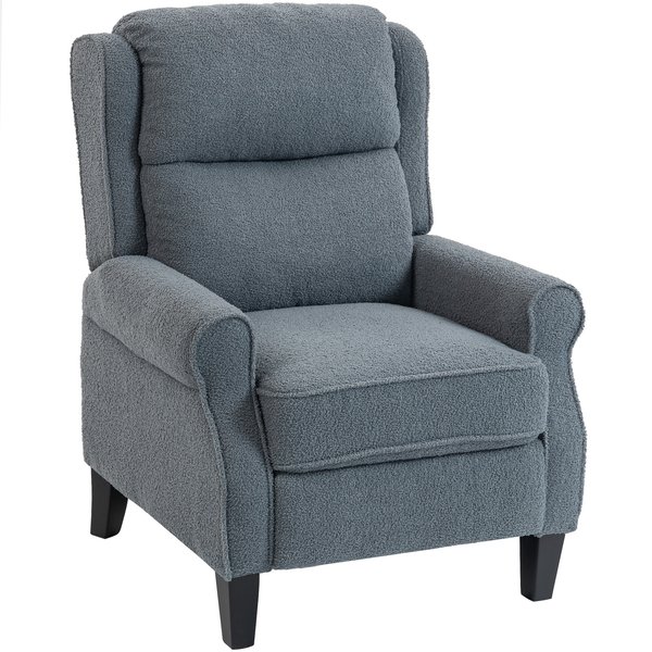 HOMCOM verstellbarer Sessel aus Teddy-Fleece, Relaxsessel mit ausziehbarer Fußstütze, gepolsterter Sitz, Taschenfederkern, für Wohnzimmer, Büro, Heimkino, grau Aosom
