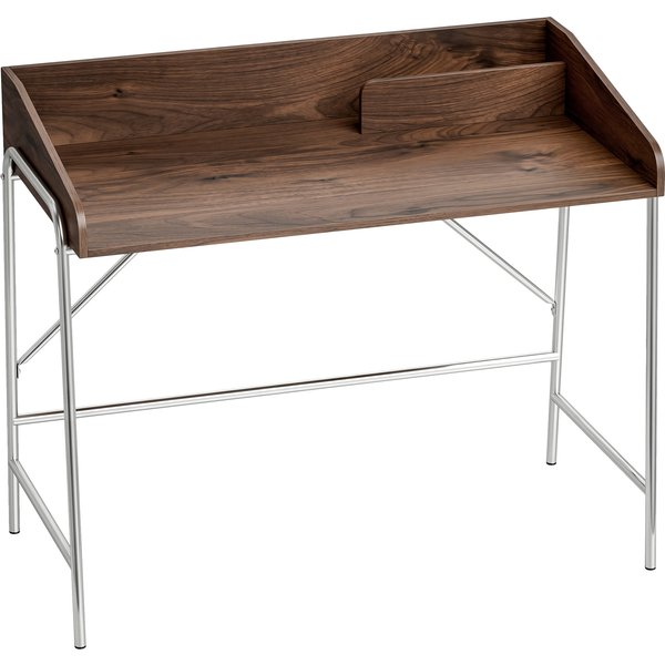 HOMCOM Schreibtisch, 109 cm Computertisch mit Sicherheitsrand und Metallgestell, leicht zu montieren, moderner Tisch für kleine Räume, Homeoffice oder Studium, Nussbaum Aosom