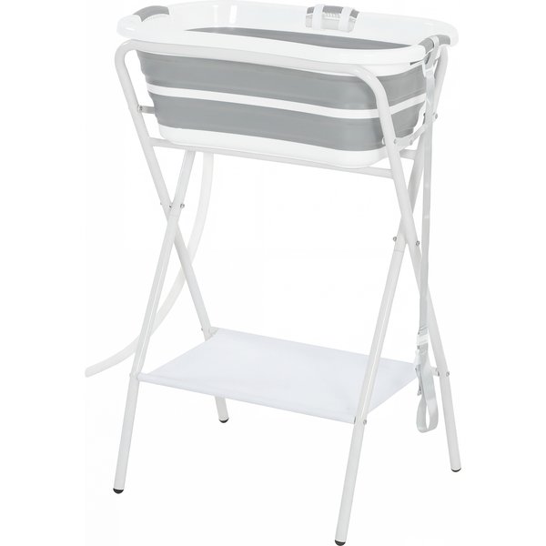 PawHut Dog Bath Tub, Portable Foldable Dog Bathtub with Stand, Drainage Hole, for Small Dogs Puppies Grey | Aosom Ireland
