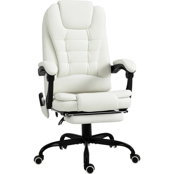 Vinsetto Fauteuil De Bureau Massant, Chaise De Bureau, Chaise Ergonomique Avec Hauteur RéGlable, Dossier Inclinable Et TéLéCommande Filaire, Repose-Pieds RéTractable Et Pivotant à 360°, Blanc-image