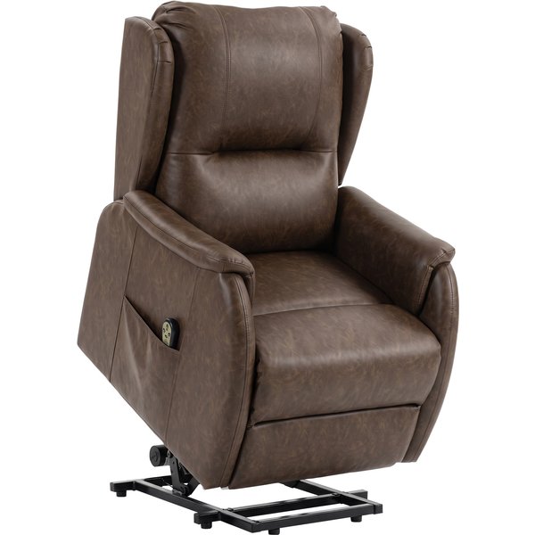 HOMCOM Power Lift Recliner Chair, Dual Motor Electric Lift Chair for Elderly with Remote Control, Brown | Aosom Ireland