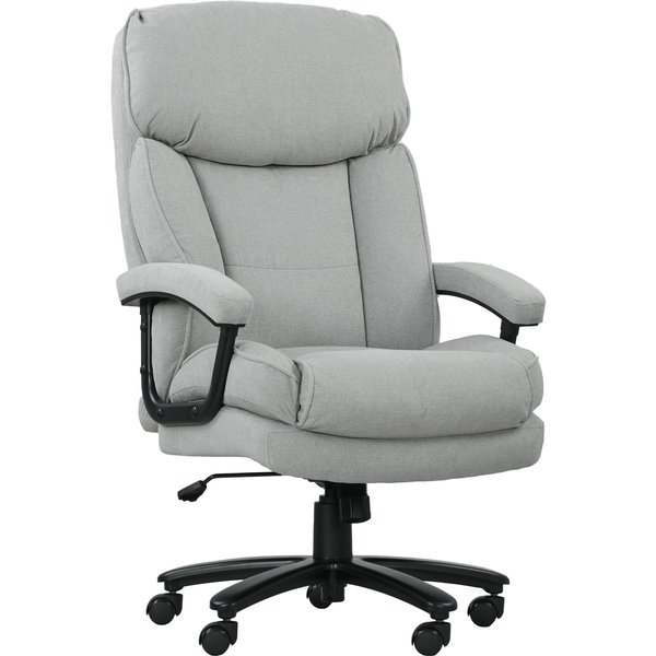 HOMCOM Bürostuhl, Ergonomisch Schreibtischstuhl mit Wippfunktion, Leinenoptik, Höhenverstellbar PC Stuhl mit Drehfunktion, Dicke Kissen, bis 200 kg belastbar, für Home-Office, Hellgrau Aosom