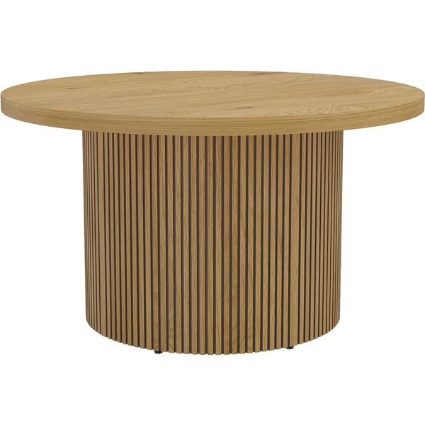 HOMCOM runder Couchtisch, Wohnzimmertisch mit geripptem Fuß, moderner Stil, für Schlafzimmer, Wohnzimmer und Büro, 80 x 80 x 45 cm, Naturholz-Optik Aosom
