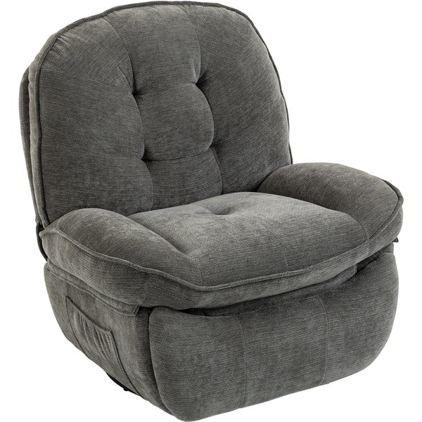 Homcom Fauteuil Relax En Chenille, RéGlable Manuellement, Fauteuil Pivotant Et à Bascule 360° Avec Assise Large, Dossier Haut, Gris Clair-image