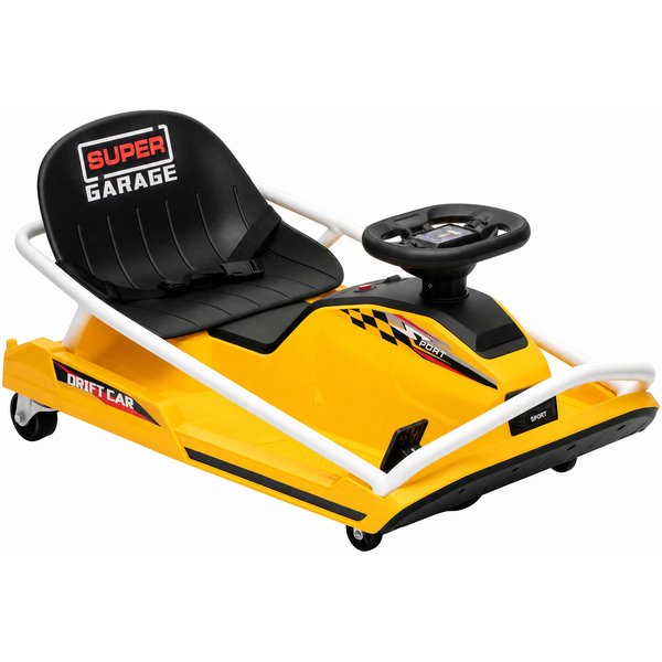AIYAPLAY 24V Electric Go Kart for Kids with Drift Mode, 300W Brushless Motor, Soft Start and Dual Speed for Ages 6-10, Yellow | Aosom Ireland
