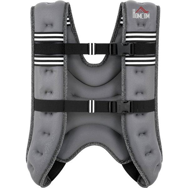 HOMCOM 10KG Weighted Vest, Running Weight Vest with Adjustable Strap, Convenient Pocket and Reflective Strips for Men and Women