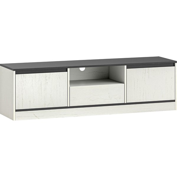 HOMCOM TV-Möbel 140 cm für Fernseher bis 152,4 cm - Modernes zweifarbiges TV-Möbel mit 2 Schränken, 1 offenem Fach, 1 Schublade - TV-Bank für Wohnzimmer, Schlafzimmer, schwarze Holzoptik und Weiß Aosom