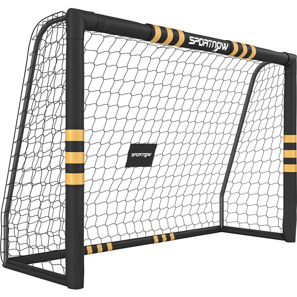 SPORTNOW Garden Soccer Goal 240x85x160 cm with Net Padded EPE Metal Frame and Pegs Black and Yellow | Aosom Ireland