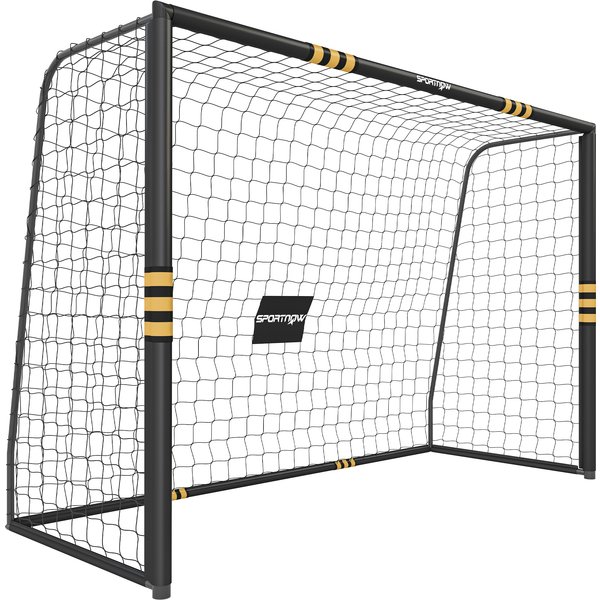 SPORTNOW Fußballtor, 300x200 cm Fußballtor mit PE-Netz, Erdnägel, EPE-Polsterung und Metallrahmen, einfache Montage für Training Garten Innen Außen, Schwarz und Gelb Aosom