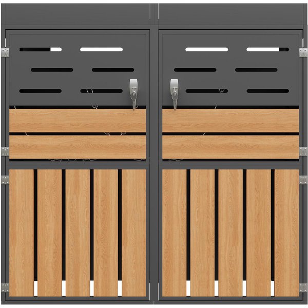Multifunktionaler Außenschrank mit integriertem Pflanzkasten, Jalousien-Lüftung gegen Gerüche, 133X80X128 cm, ohne Abfalleimer, Grau