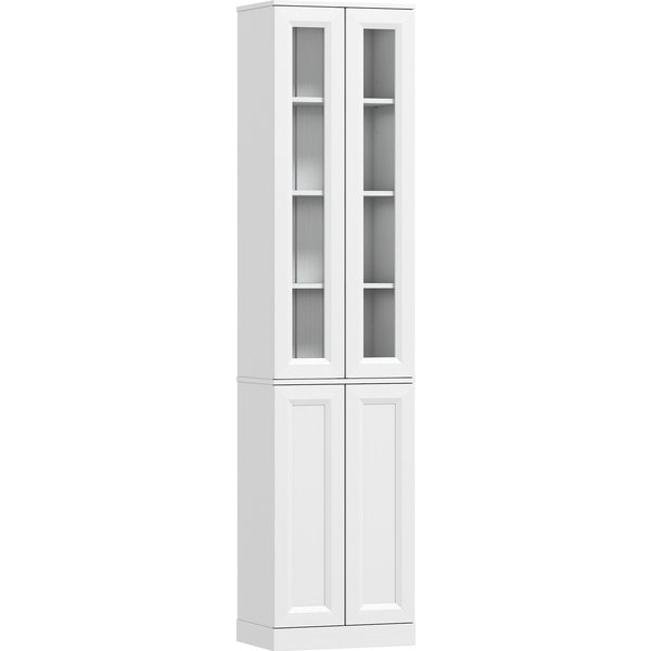 HOMCOM Badezimmerschrank 6 Ebenen, Aufbewahrungsmöbel, Bad-Hochschrank, 4 Soft-Close-Türen (davon 2 aus Acryl), verstellbare Regale, für Wohnzimmer, Schlafzimmer, Waschküche, 38x26x160cm Weiß Aosom