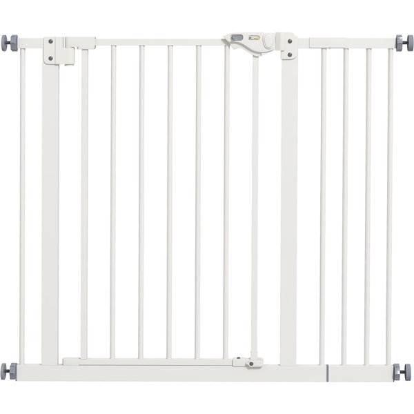 PawHut Flexible Pet Gate: Adjustable Metal Barrier for Dogs, 74-94cm Width, Secure Fit, White | Aosom Ireland