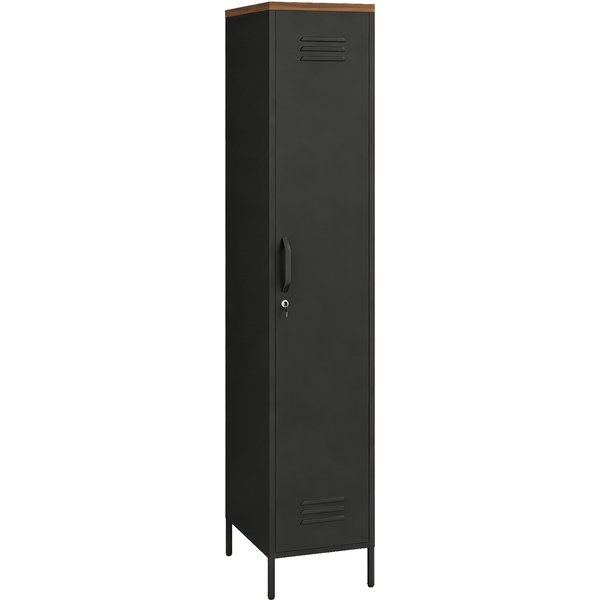 Homcom Armoire MéTallique Avec éTagèRes RéGlables, Pour Chambre, Garage, Bureau, Noir-image