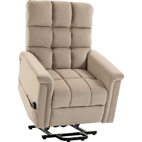 HOMCOM Elektrischer Aufstehsessel, Elektrischer Relaxsessel mit Samtbezug, neigbare Rückenlehne, Federkernkissen, Fernbedienung, Seitentaschen und Fußstütze, für Senioren, Braun Aosom