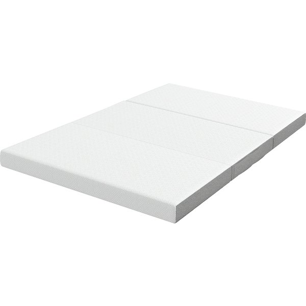 HOMCOM Dreiteilige faltbare Matratze 120x195 cm, 10 cm Dicke, tragbare Bodenmatratze mit waschbarem Bezug, Seitentasche, Gel-Memory-Foam, Gäste/Camping/Reise, Oeko-Tex Aosom