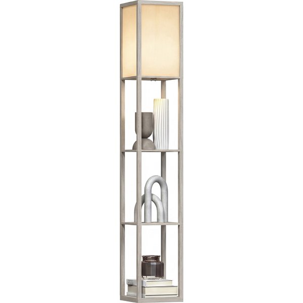 HOMCOM Floor Lamp with Shelves, 3-Tier Floor Standing Lamp, Reading Standing Lamp for Living Room, Bedroom, Office, Dorm, Oak Aosom UK