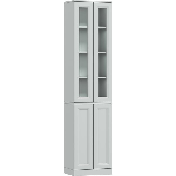 HOMCOM Tall Bathroom Storage Cabinet, 6-Tier Slim Bathroom Cabinet with Adjustable Shelf, 4 Soft-Close Doors, Dusty Blue | Aosom Ireland