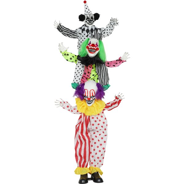 Outsunny Stackable Halloween Animatronic Clowns with Red Glowing Eyes for Indoor Party Props | Aosom Ireland
