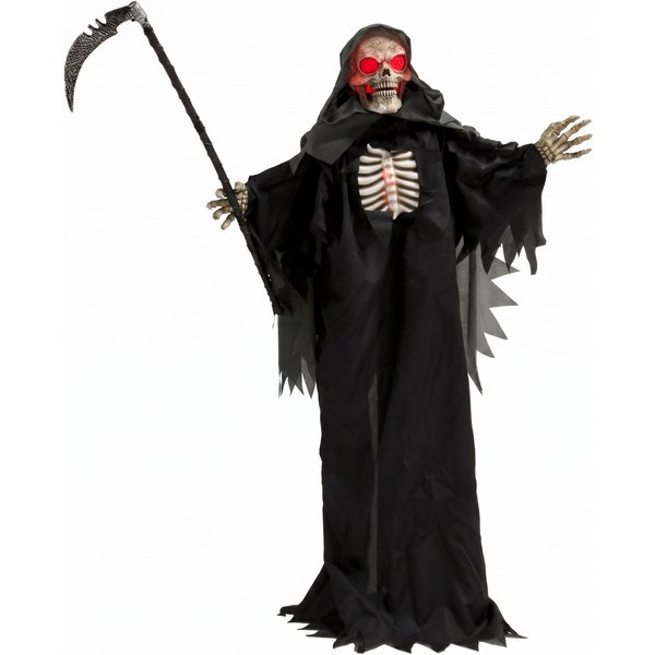 HOMCOM 170cm Life Size Animated Grim Reaper Halloween Decoration, Scary Halloween Animatronics Decor with Sound Touch Activated | Aosom Ireland