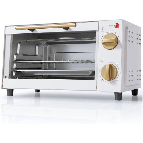 HOMCOM Mini Oven, 9L Countertop Electric Grill, Toaster Oven with Adjustable Temperature and Timer, 750W, White