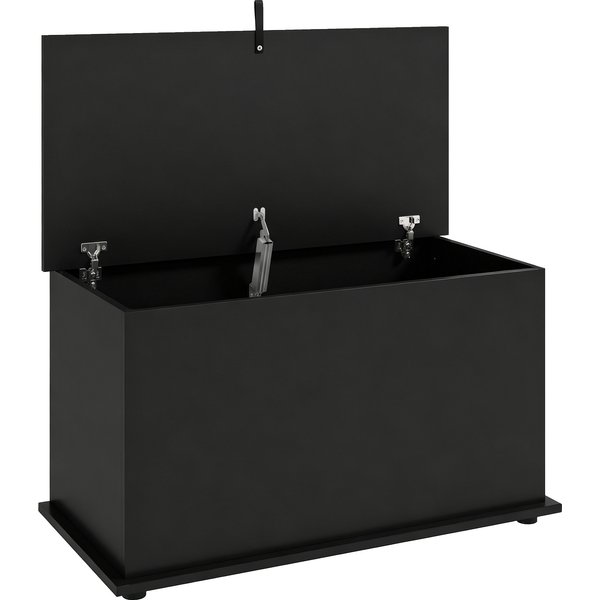 HOMCOM Stauraumbank, Aufbewahrungsbank mit klappbarem Deckel und Sicherheitsbeschlägen, Schuhbank, Möbel für Flur, Eingangsbereich, Schlafzimmer, Wohnzimmer, 80 x 40 x 45 cm, Schwarz Aosom