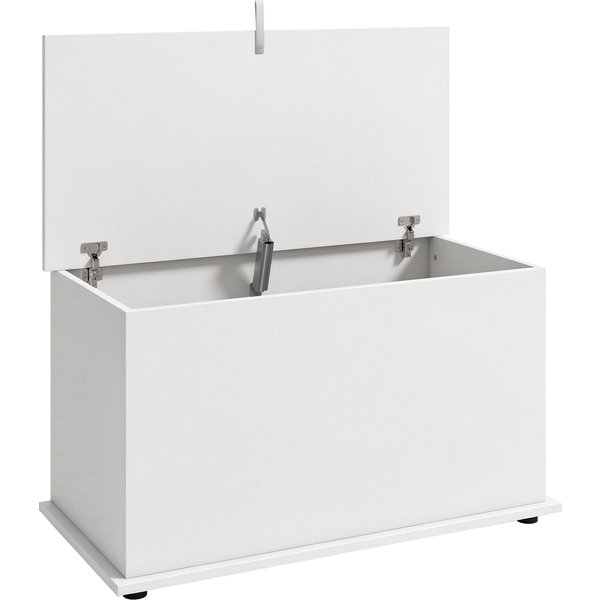 HOMCOM Aufbewahrungsbank für Innen 102 L mit Sicherheitsdeckel, Truhe für Wohnzimmer und Eingangsbereich, Aufbewahrungsbank, 80x40x45 cm, Weiß Aosom