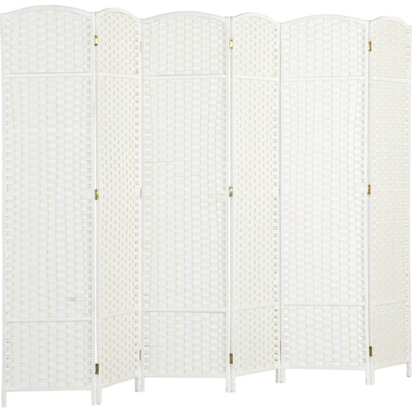 HOMCOM Paravent 6-teilig 240 x 170 cm Raumteiler Faltbar Trennwand aus Bambus, Sichtschutz Raumtrenner Stellwand für Wohnzimmer Weiß Aosom