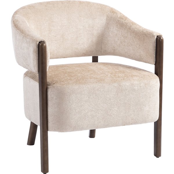 HOMCOM Accent Chair, Chenille Upholstered Tub Chair with Wide Seat, Solid Wood Frame and Legs, Comfy Armchair, Beige | Aosom Ireland