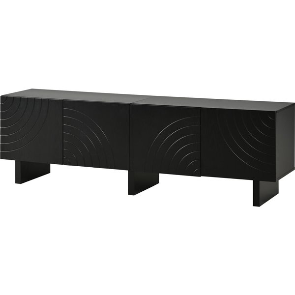 Meuble TV Bas Moderne, Noir Aosom France-image