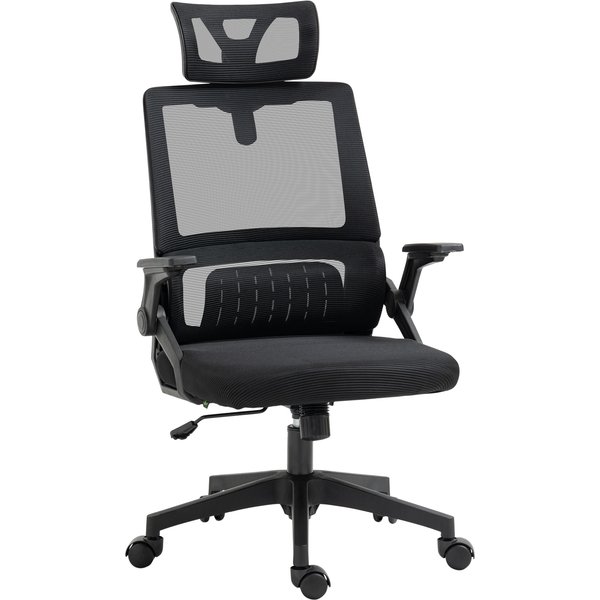Vinsetto Bürostuhl ergonomisch verstellbar mit Kopfstütze und Armlehnen, höhenverstellbarer Computerstuhl mit Drehstuhl und Wippfunktion Aosom.de