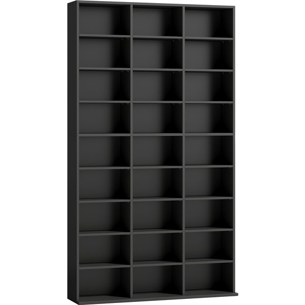 HOMCOM CD-Möbel mit 9 Ebenen und 21 verstellbaren Böden, Regal für 835 CD/500 DVD/640 Blu-ray, platzsparend, CD-Möbel mit 27 Fächern, für Wohnzimmer, Büro, 100x24x175 cm, Schwarz Aosom