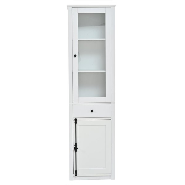 Vitrine Haute Avec éClairage Led, Blanc Aosom France-image