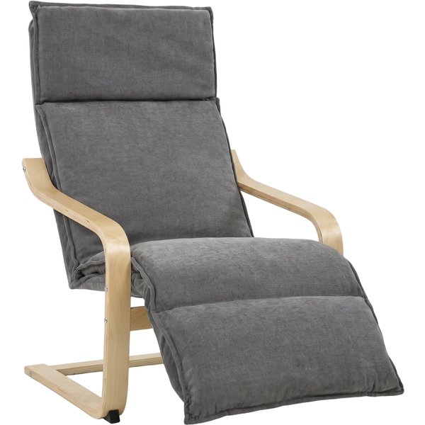 Homcom Fauteuil Salon En Lin Avec Repose-Pieds, Dossier Haut, Gris Foncé-image