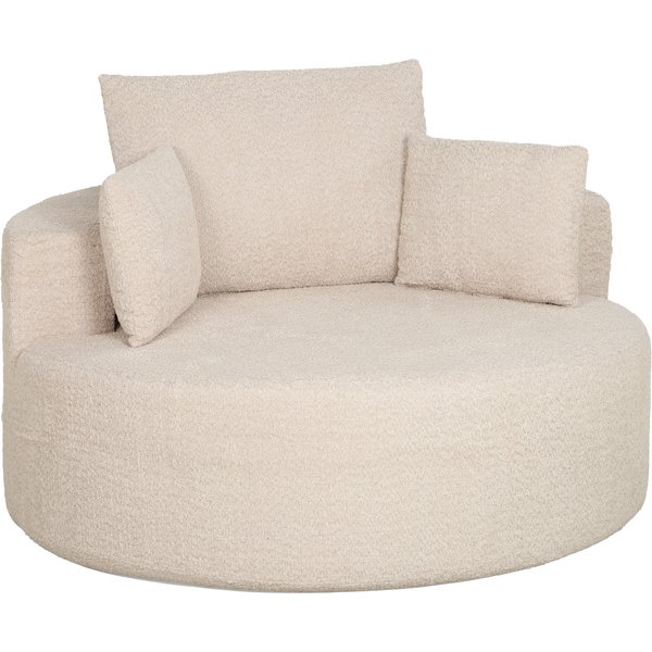 HOMCOM Chenille-Sitzpouf 130 cm, große Sitzfläche - runder Einzelsessel aus Vollschaum, 2 Kissen, 1 Rückenkissen, 1 Nackenrolle - ohne Montage für Schlafzimmer/Wohnzimmer, Traglast 250 kg, Creme Aosom