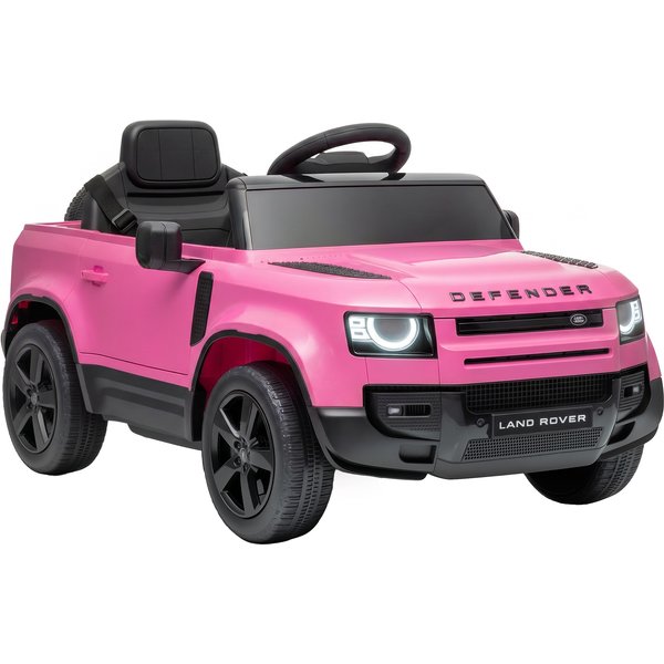 AIYAPLAY Elektro-SUV für Kinder Land Rover Defender Batterieauto 12 V Fernbedienung 2,4G Federung Sanfter Start 2,7–4,5 km/h Transportrolle LED-Lichter Musik Hupe 3–5 Jahre Rosa Aosom