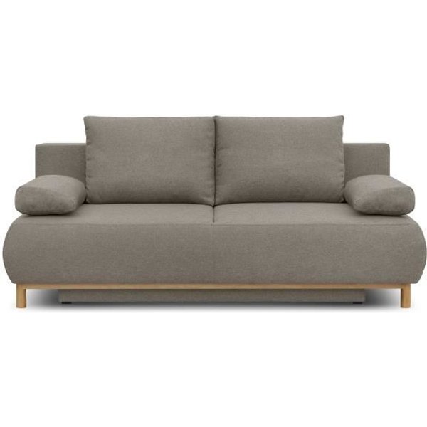 Canapé Convertible - 3 Places - Mika - Tissu Beige - Coffre De Rangement - L 192 X H 84 X P 93 Cm-image