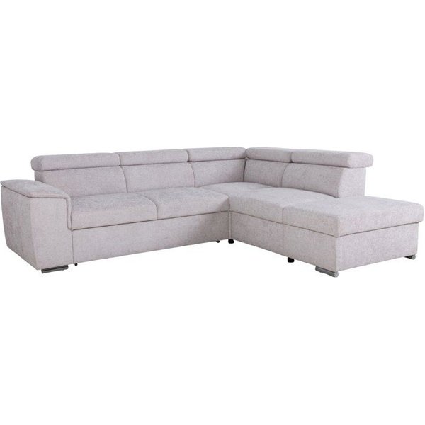 Canapé D'angle Convertible RéVersible - 5 Places - Daytona - Tissu Texturé Beige - Coffre - 260 X 216 X 94 Cm-image